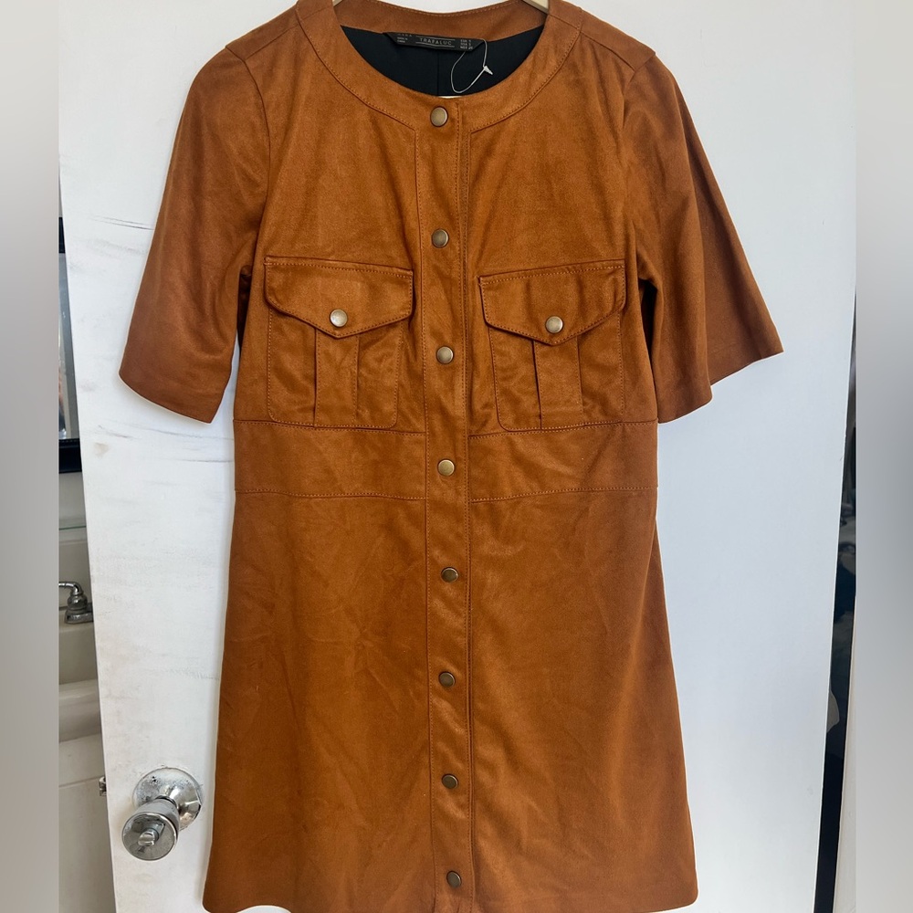 Zara Brown Camel Suede Dress